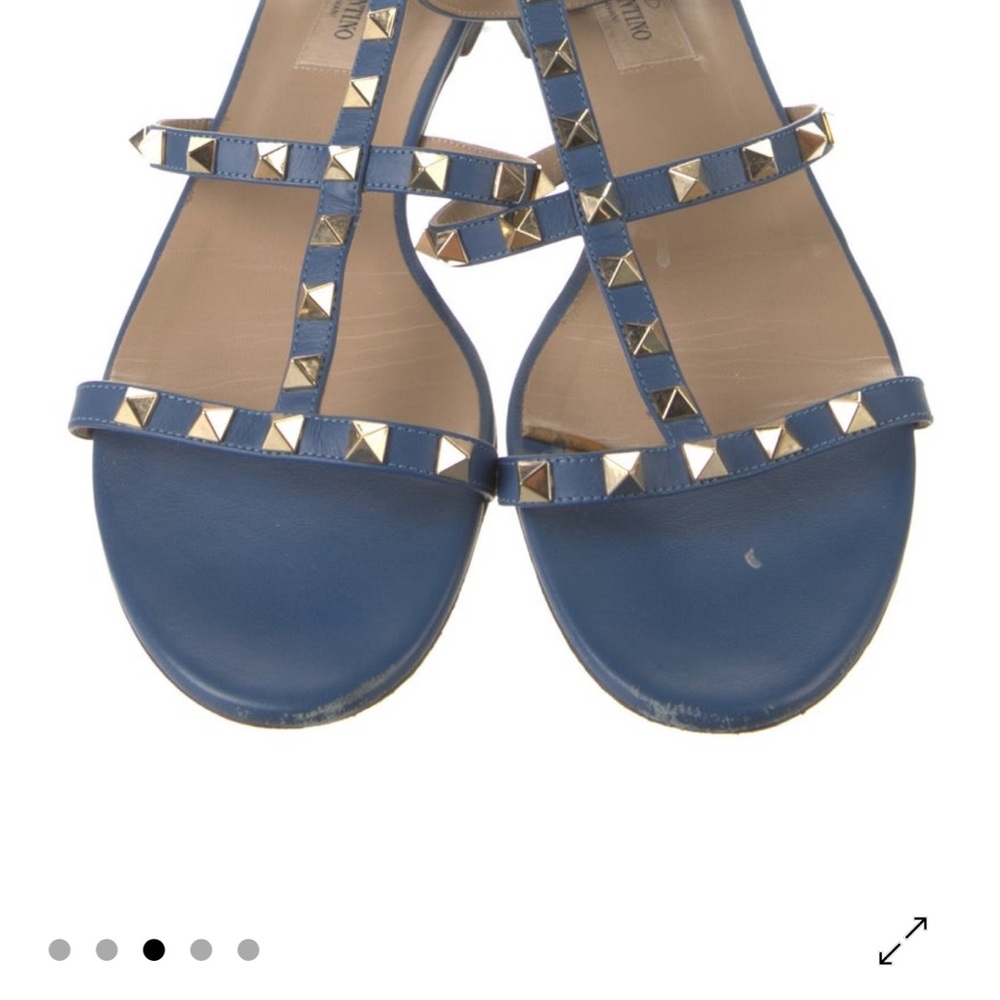 Valentino Blue Gladiator Sandals with Gold Studs